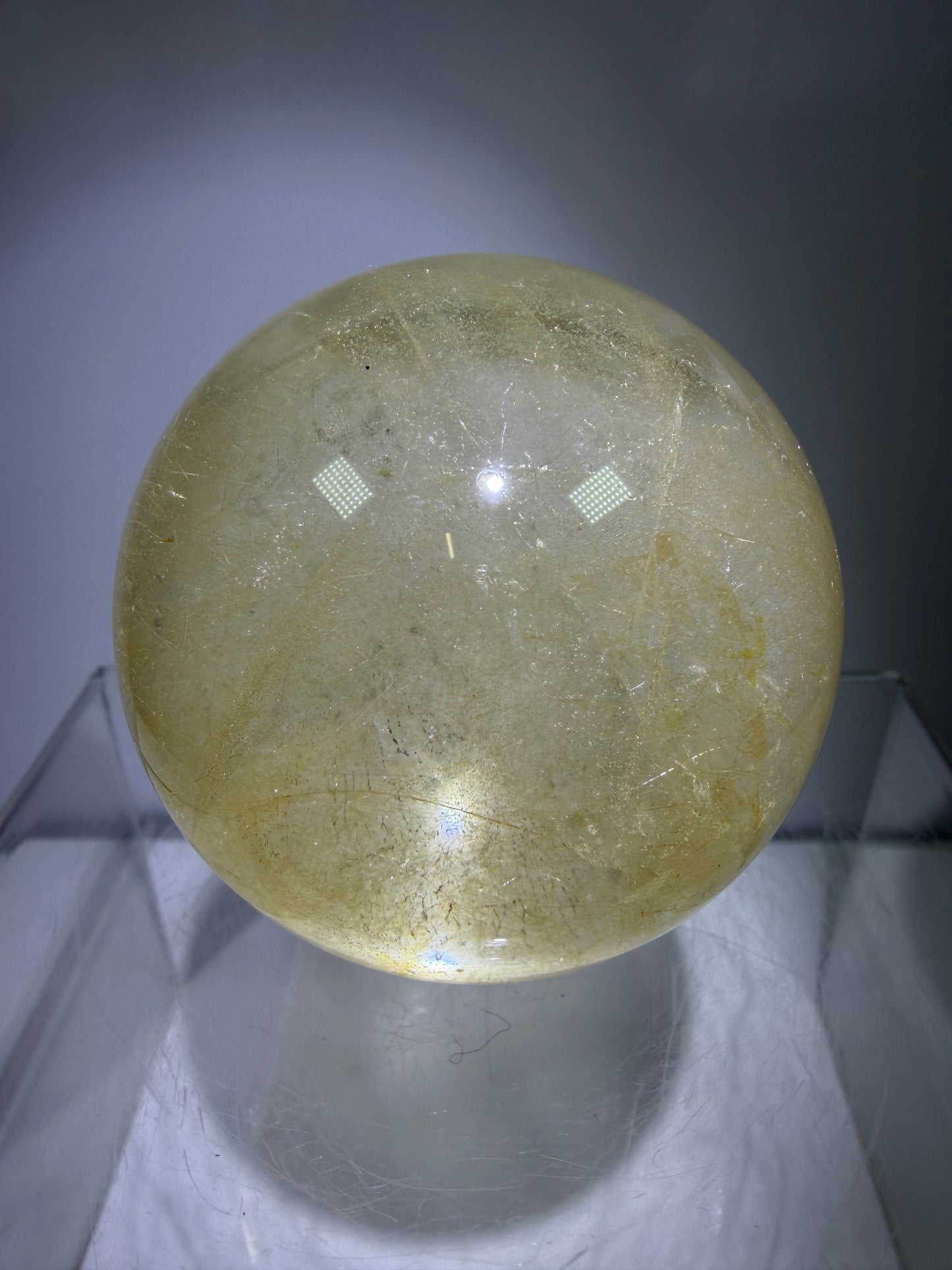 Rutile Quartz Sphere. 59mm. Stunning Fine Rutiles With Lots Of Flash. Beautiful Display Sphere.