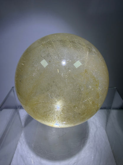 Rutile Quartz Sphere. 59mm. Stunning Fine Rutiles With Lots Of Flash. Beautiful Display Sphere.
