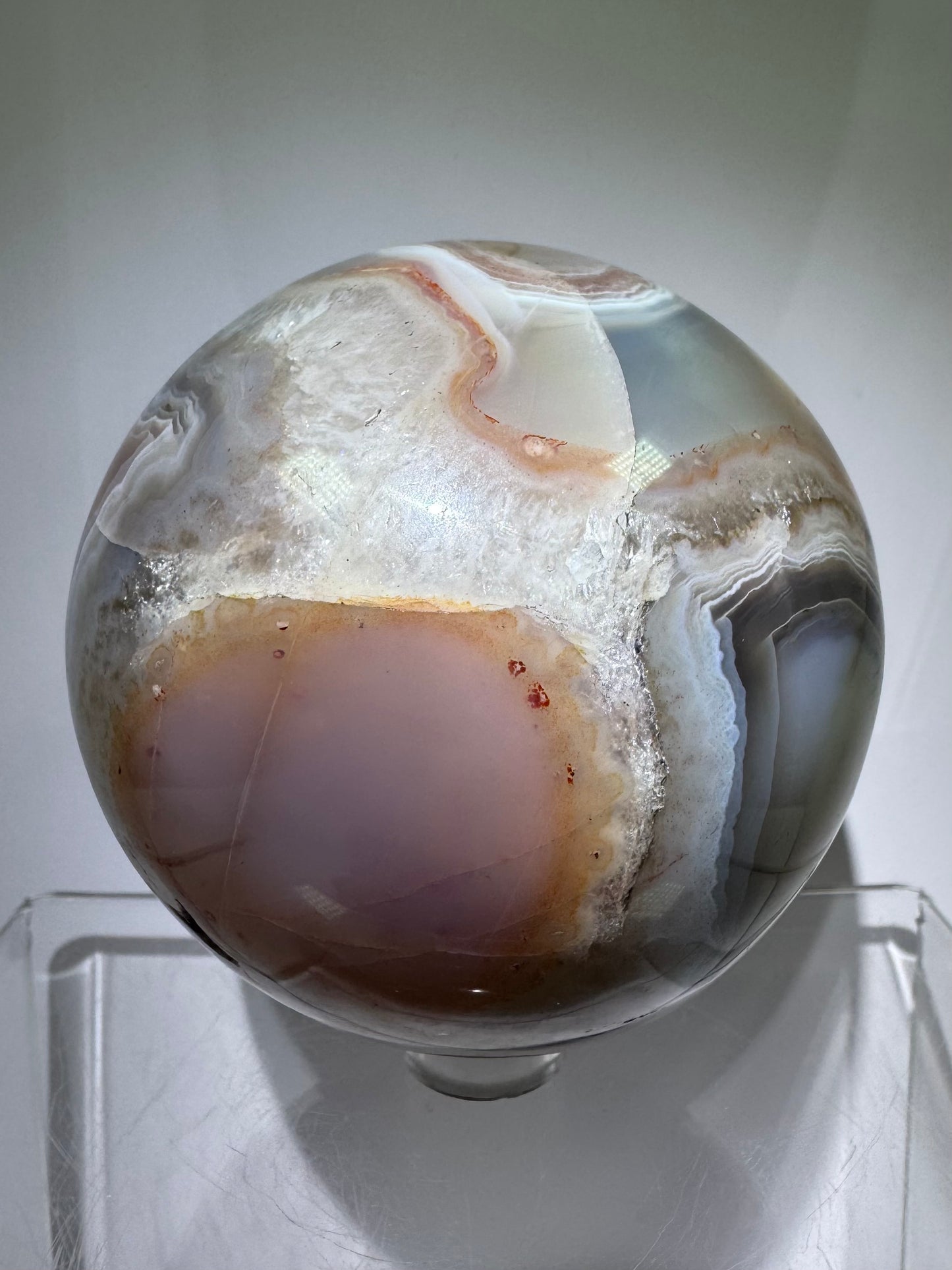 Sashe River Agate Sphere. 75mm. Incredible Display Sphere From Zimbabwe.