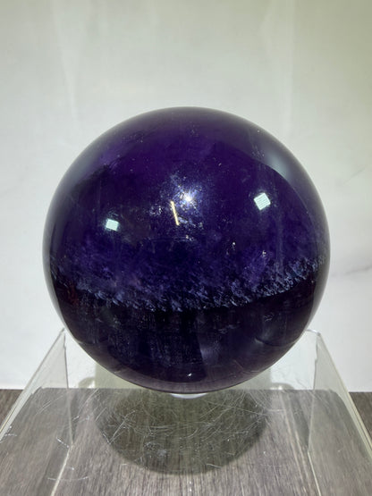 Purple Fluorite Sphere. 77mm. Deep Bright Purple Fluorite With Big Rainbows. Amazing Rare Color