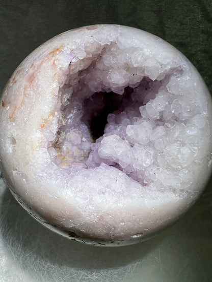 Flower Agate Sphere. 85mm. Gorgeous Purple Flower Druzy. Beautiful Combination Of Flower Agate And Amethyst. Amazing Display Sphere.