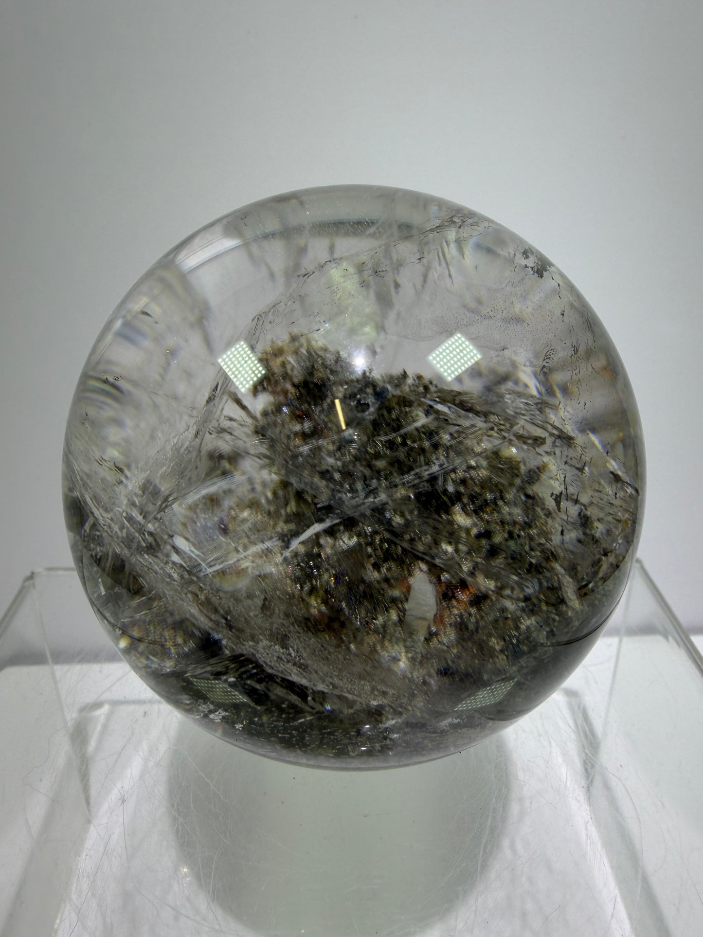 Garden Quartz Lodolite Sphere. 70mm. High Quality Landscape Quartz. Beautiful Large Display Sphere