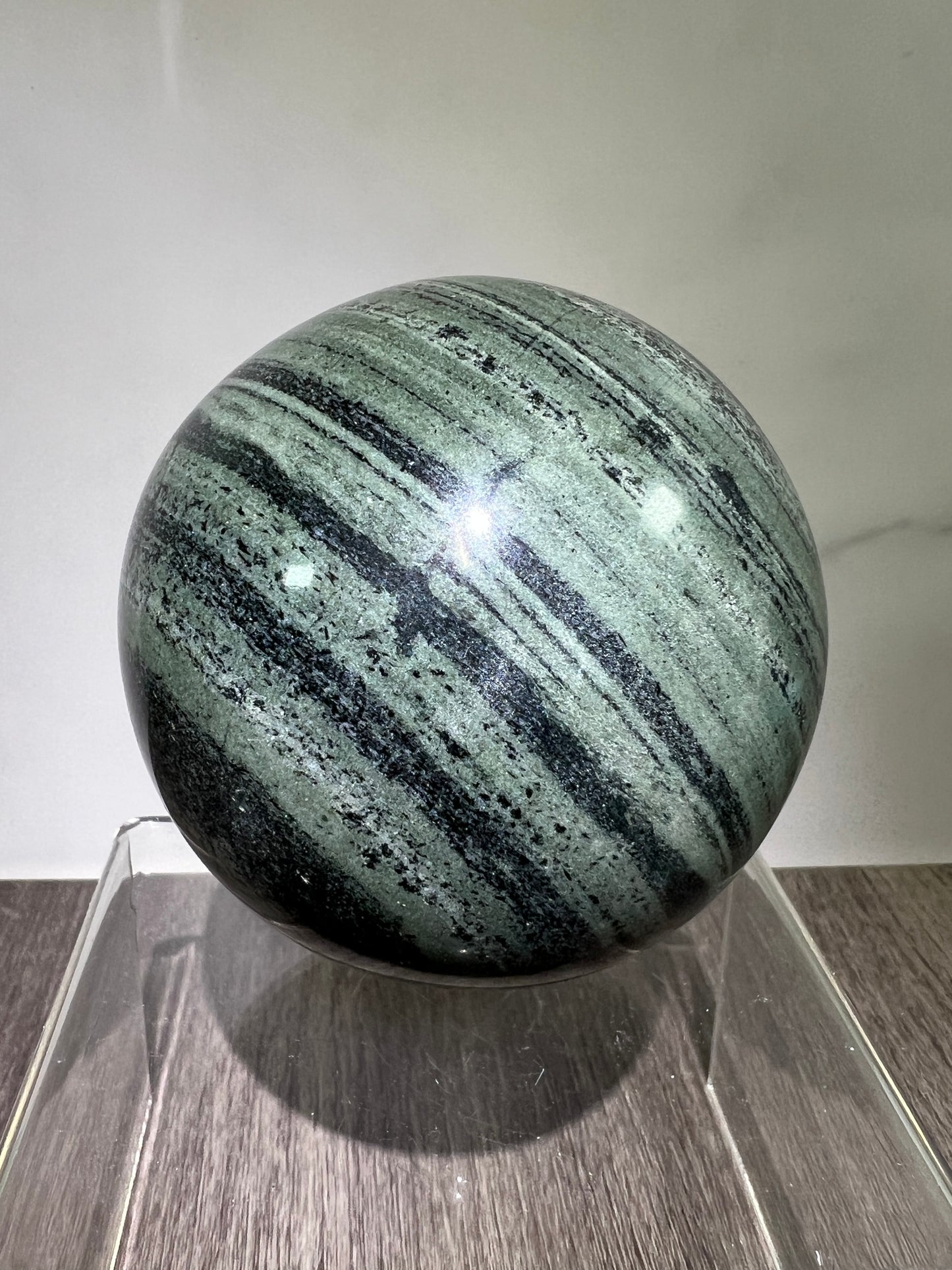Green Zebra Jasper Sphere. 80mm. Large Display Sphere From Madagascar. Gorgeous High Quality Rare Crystal