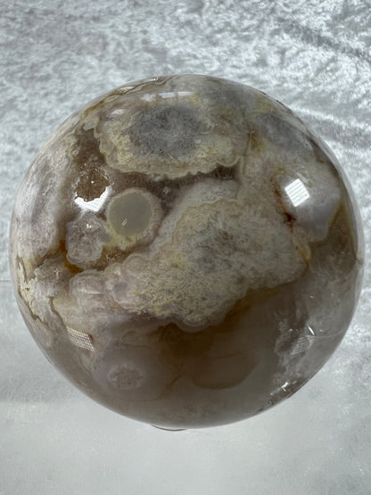 Flower Agate Sphere. 69mm. Amazing Druzy On This Beauty. Gorgeous One Of A Kind Display Sphere.