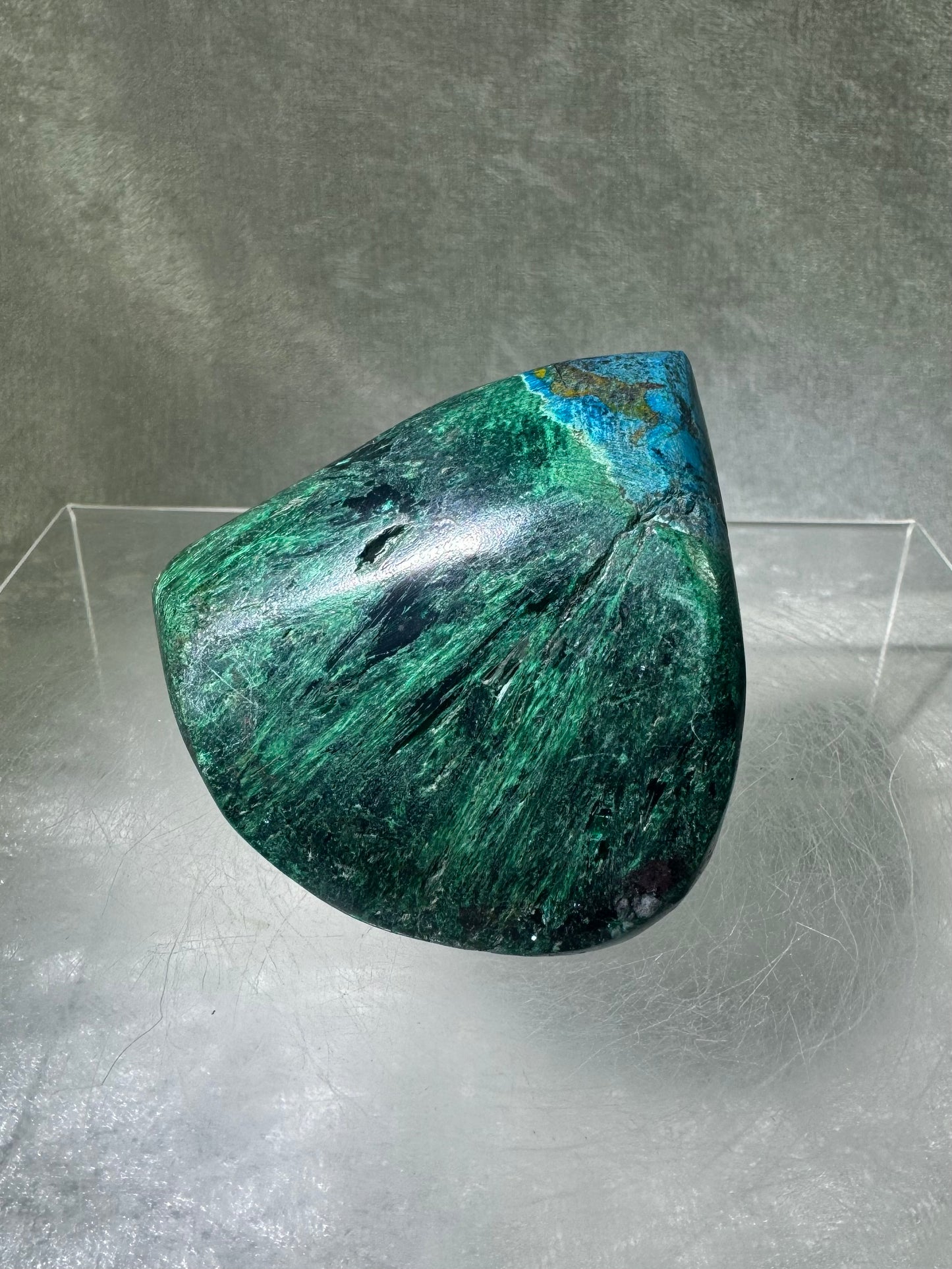 Shattuckite Polished Freeform. Gorgeous Blue Mineral From Namibia. Very Unique And Special Display Crystal.