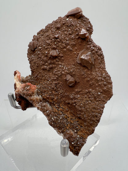 Brown Diamond Calcite Specimen. Beautiful Flash! Gorgeous Hematite Calcite On Druzy Matrix. Very Pretty Crystal Display Piece.