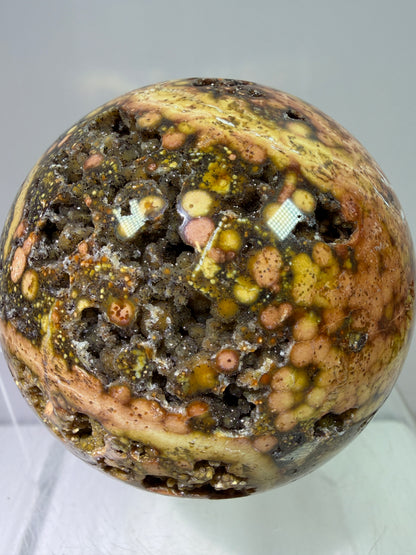 Ocean Jasper Sphere. 72mm. Very Flashy Druzy Sphere. High Quality Stunning Display Crystal
