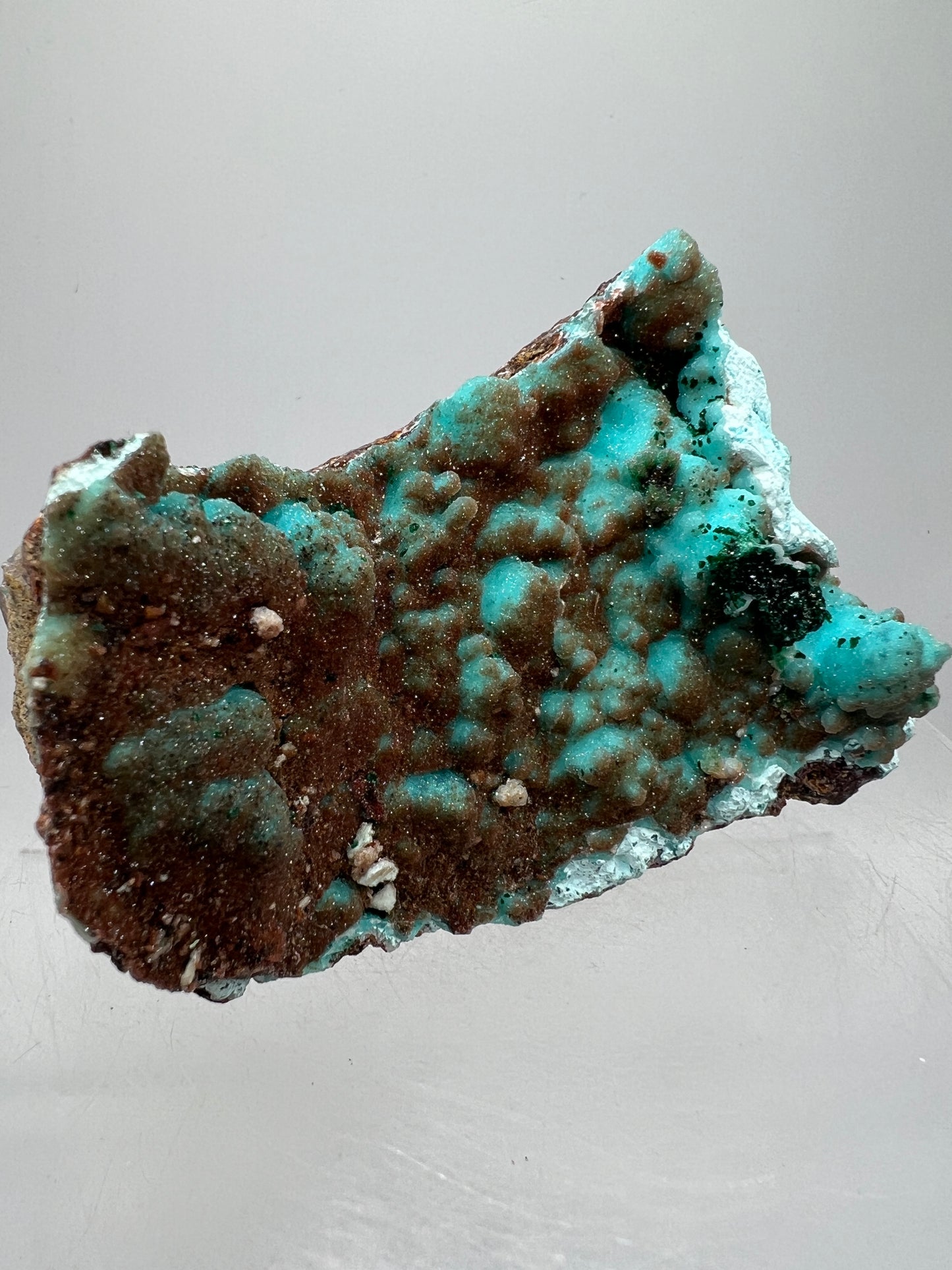 Chrysocolla, Copper, And Malachite Specimen. Rare Druzy Copper On Chrysocolla. Gorgeous High Quality Display Crystal.