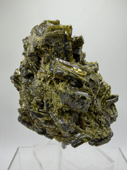 Green Tourmaline Cluster. Gorgeous Rare Tourmaline Specimen From Madagascar. Amazing Mineral Display Crystal.