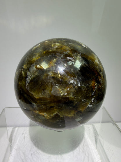 Golden Mica Sphere. 74mm. Rare Mica Display Sphere. High Quality With Lots Of Flash