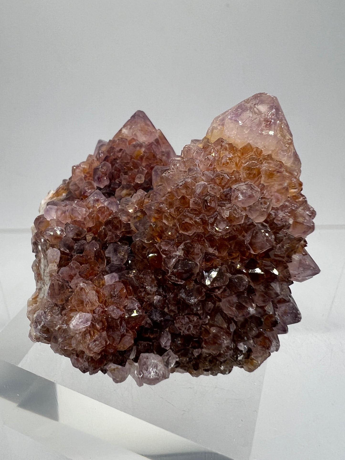 Spirit Quartz Cluster. Amazing Colors With Limonite Inclusions. Beautiful Ametrine Cactus Quartz, Fairy Quartz From South Africa.