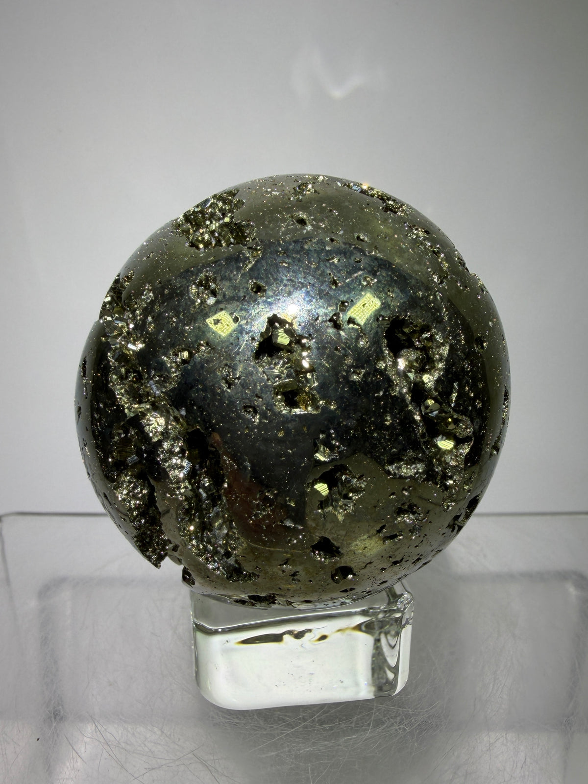Pyrite Crystal Sphere. 52mm World Class Display Sphere From Peru. Gorgeous Top Quality Cubic Druzy