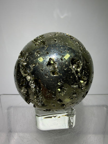 Pyrite Crystal Sphere. 52mm World Class Display Sphere From Peru. Gorgeous Top Quality Cubic Druzy