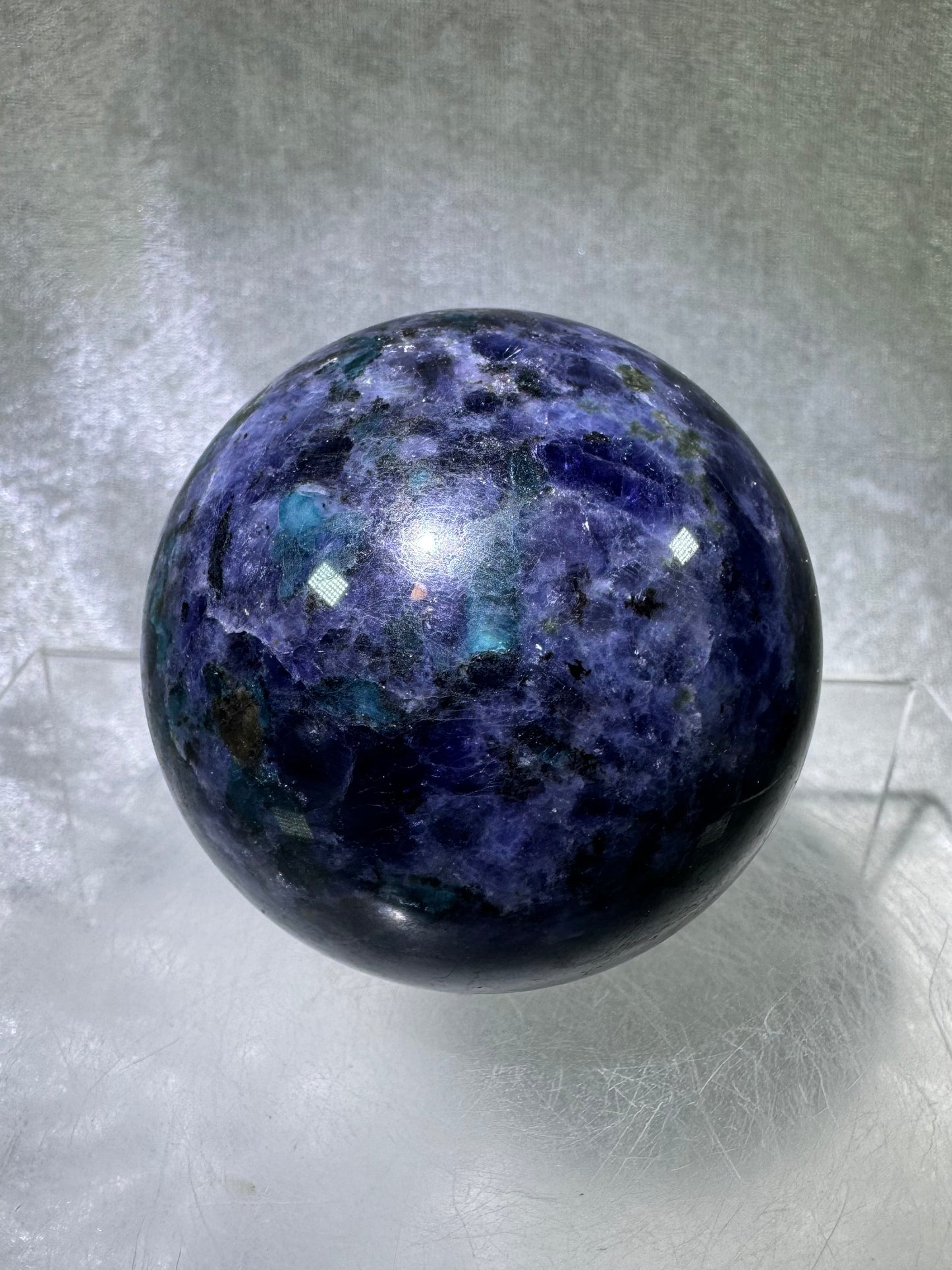 Iolite Crystal Sphere. 62mm. Beautiful Rare Water Sapphire From Madagascar. Amazing Rare Cordierite Display Sphere.