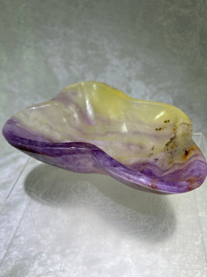 Fluorite Bowl Carving. Gorgeous Purple And Yellow Carving. Hand Carved Amazing Display Crystal.