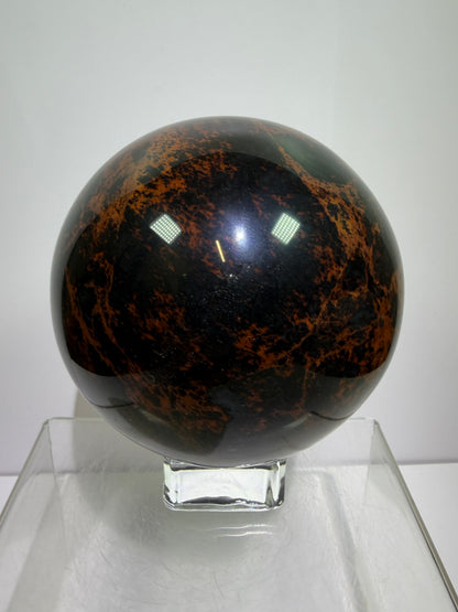 Mahogany Obsidian Sphere. 90mm. XL High Quality Crystal. Rare And Stunning Display Sphere