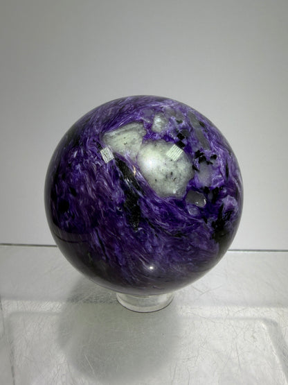 Charoite Crystal Sphere. 50mm. High Quality Beautiful Crystal. Amazing Patterns And Flash. Stunning Rare Crystal