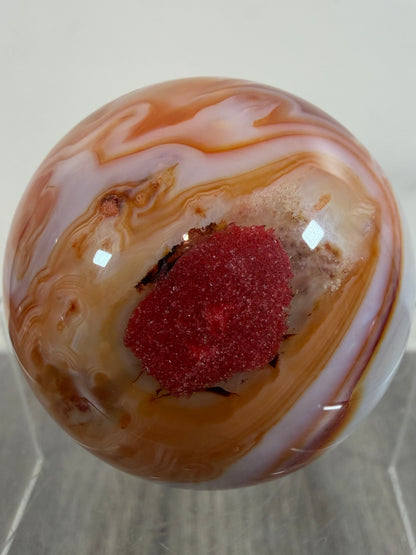 Carnelian Agate Sphere. Beautiful Colors And Patterns
