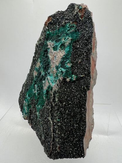 Libethenite Crystal Specimen. Extremely Rare Mixed Mineral Specimen With Malachite And Chrysocolla. Stunning Large Display Crystal.