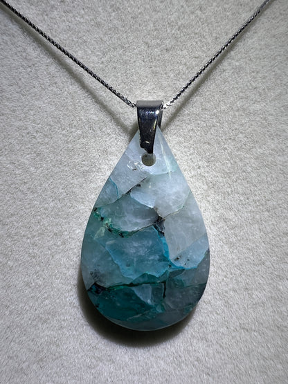 Quantum Quattro Crystal Pendant. High Quality Rare Necklace From Peru. Gorgeous Color Combination. S925 Silver Necklace Included