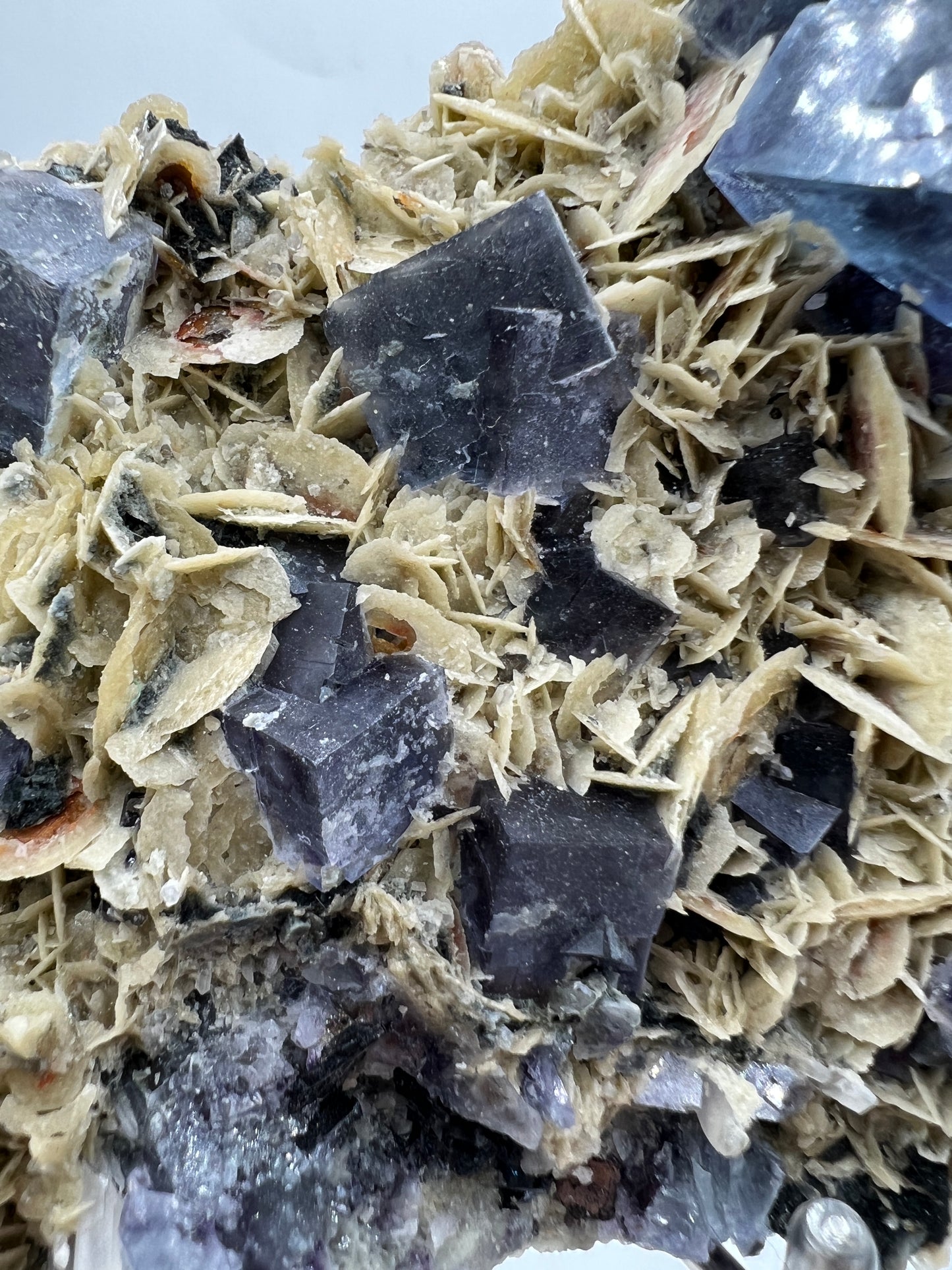 Fluorite, Muscovite, And Druzy Sphalerite Specimen. World Famous Yaogangxian Fluorite Cubes. Beautiful Mixed Mineral Specimen.