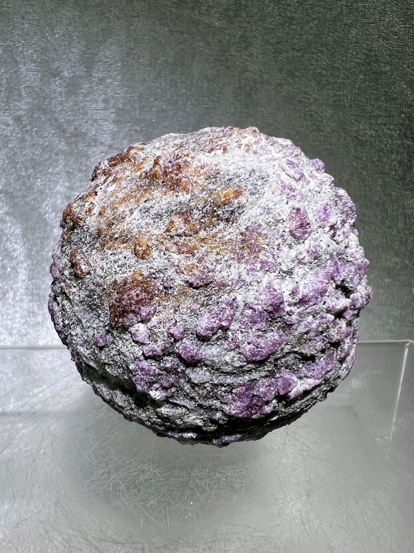 Plum Blossom Tourmaline Raw Sphere. 64mm. Very Unique and Eye Catching. One Of A Kind Display Sphere.