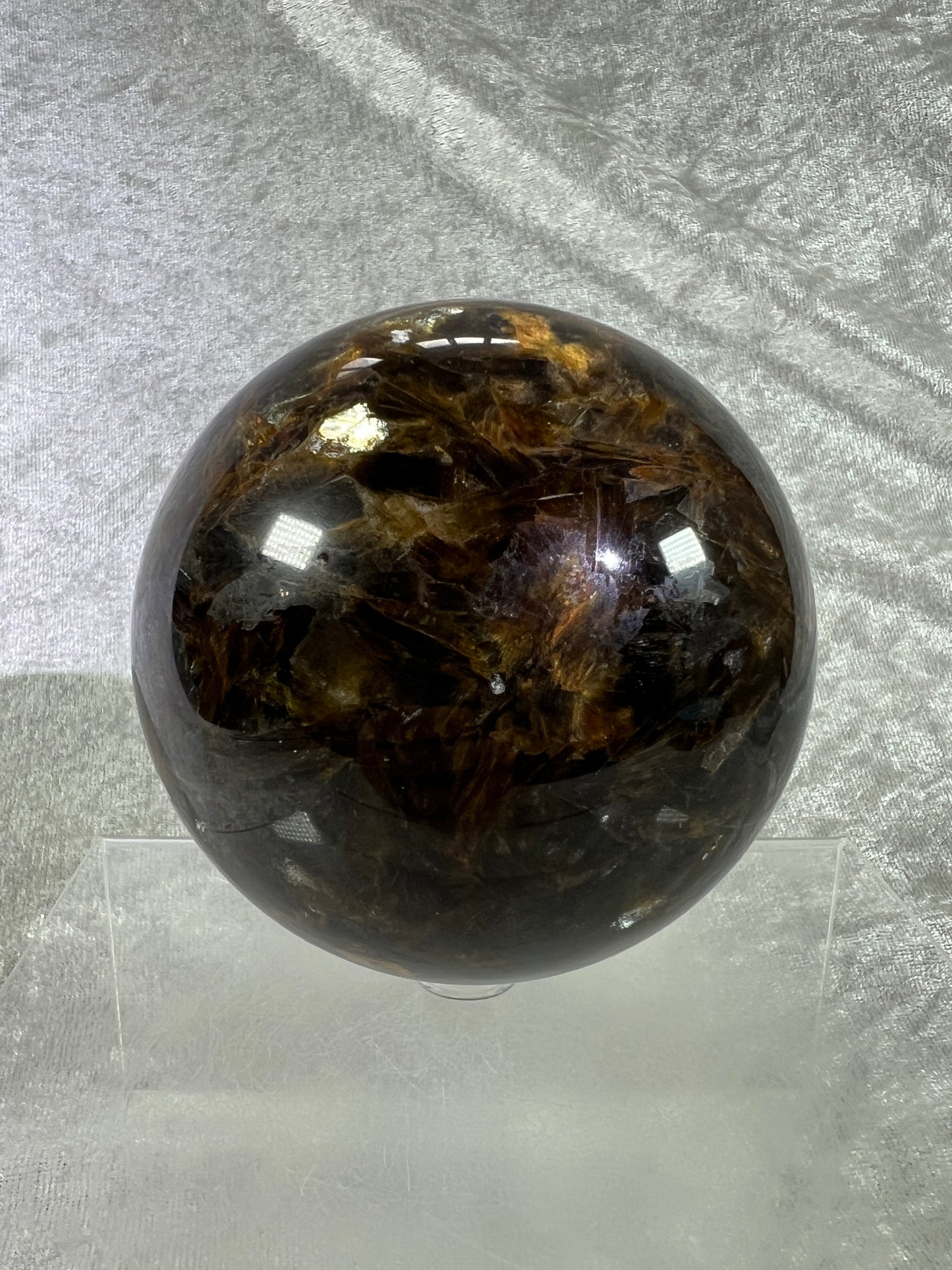 Golden Mica Sphere. Gorgeous Large Mica Display Sphere. 93mm, 2.7 lbs. High Quality With Lots Of Flash