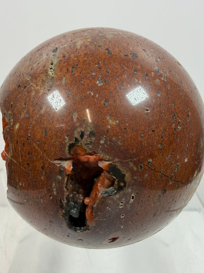 Red Fox Agate Sphere. 77mm. High Quality Druzy Crater Agate From Turkey. Stunning Rare Botryoidal Nodules