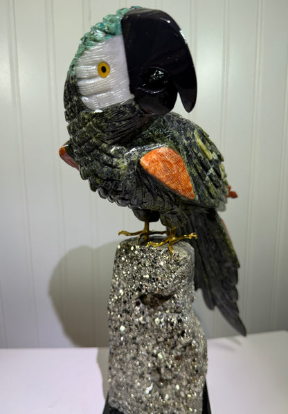 Hand Carved Crystal Parrot From Peru. Extra Large High Quality Display Crystal. Hand Crafted By Local Artisans
