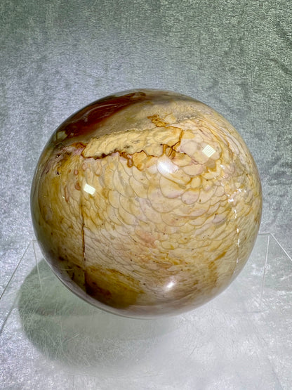 Polychrome Jasper Sphere. 87mm. Very Rare Dragonscale Patterns. Gorgeous Desert Jasper From Madagascar.