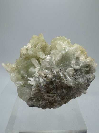 Prehnite Specimen From Morocco. Stunning Light Green Crystal Clusters. Gorgeous Mineral Display