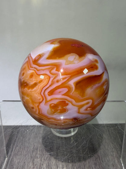 Carnelian Agate Sphere. Beautiful Colors And Patterns