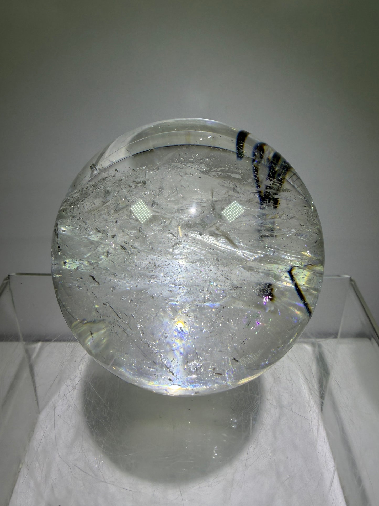 Black Tourmaline Quartz Sphere. 60mm. Massive Rare Rainbows. Gorgeous Black Rutile Sphere. Tourmalinated Quartz Display Crystal