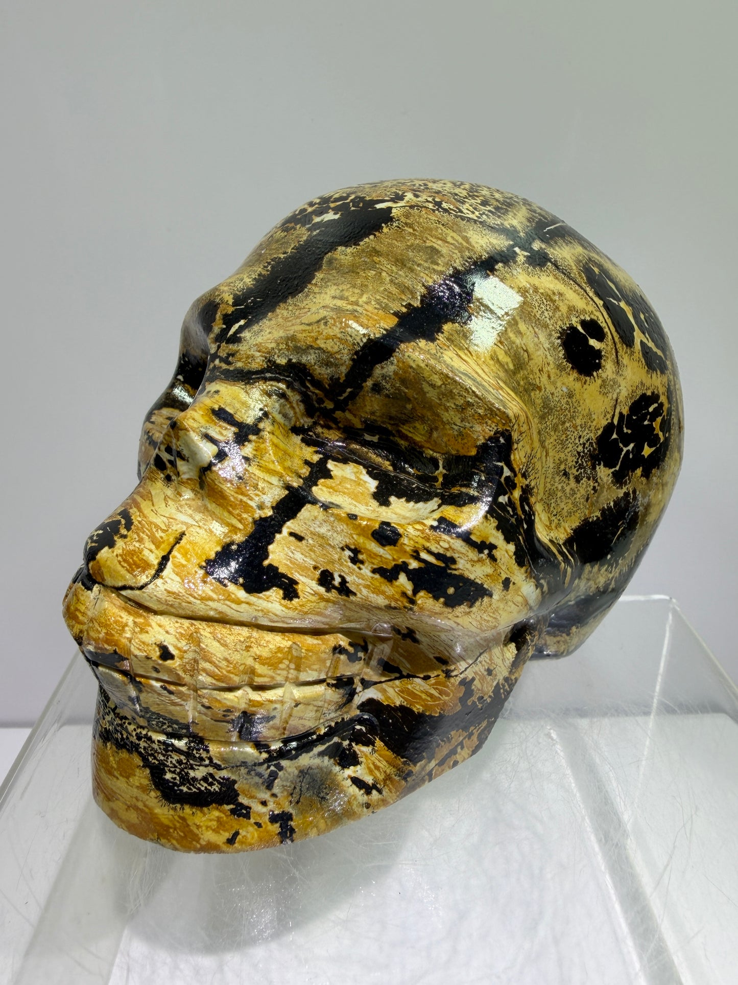 Picture Jasper Skull Carving: Amazing Large Scenic Jasper Carving. Gorgeous Color Combination And Patterns