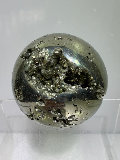 Pyrite Crystal Sphere. 60mm. Druzy World Class Display Sphere From Peru. Gorgeous Top Quality Cubic Druzy