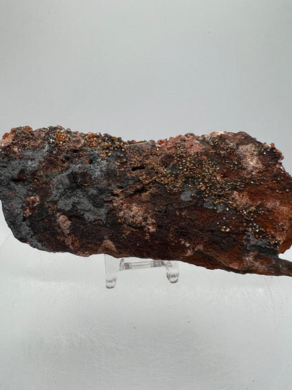 Vanadinite On Goethite Matrix. Stunning Color Contrast. Gorgeous Mineral Specimen From Morocco