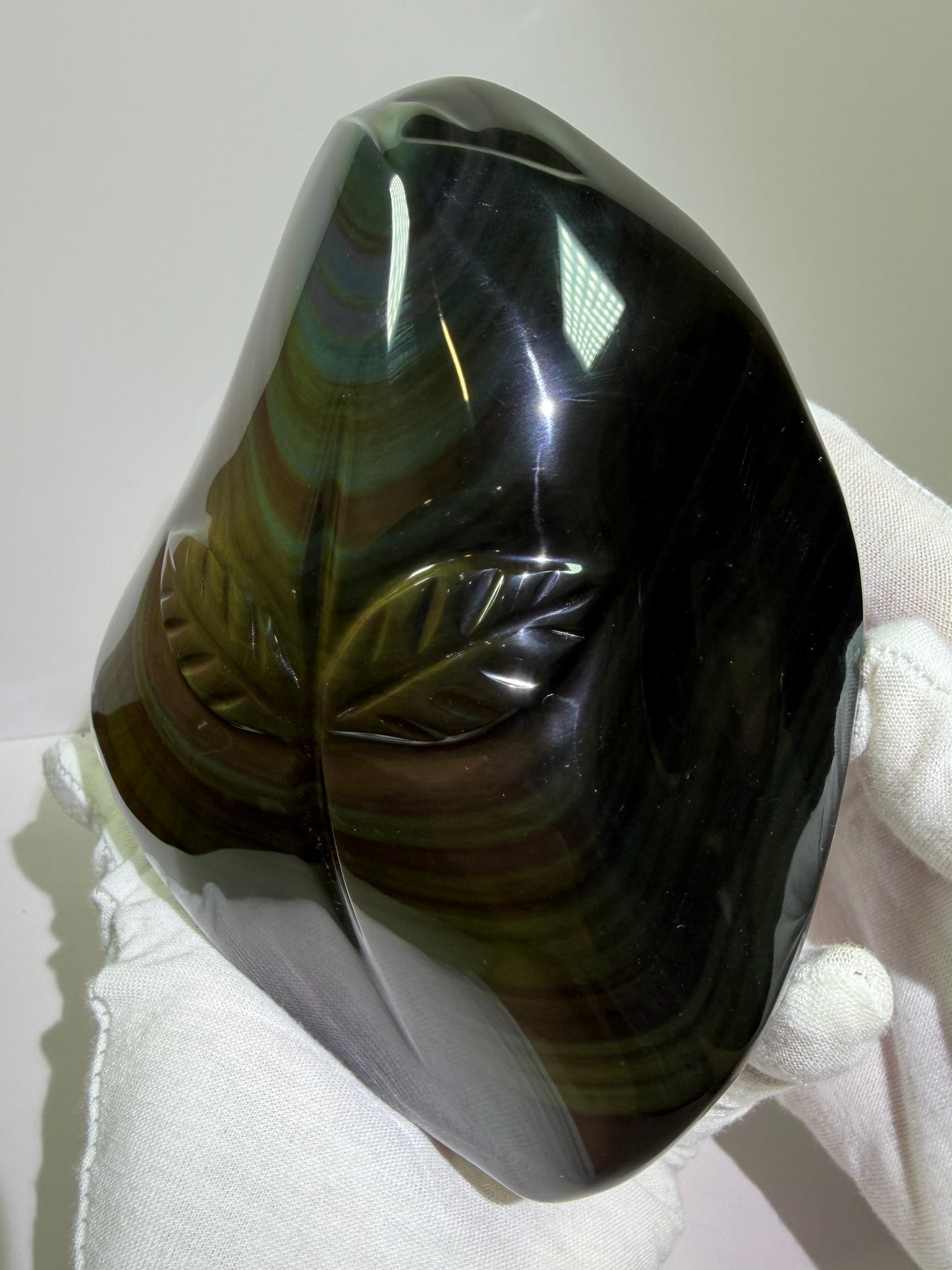 Rainbow Obsidian Freeform. High Quality Carved Flower. Gorgeous One Of A Kind Display Crystal