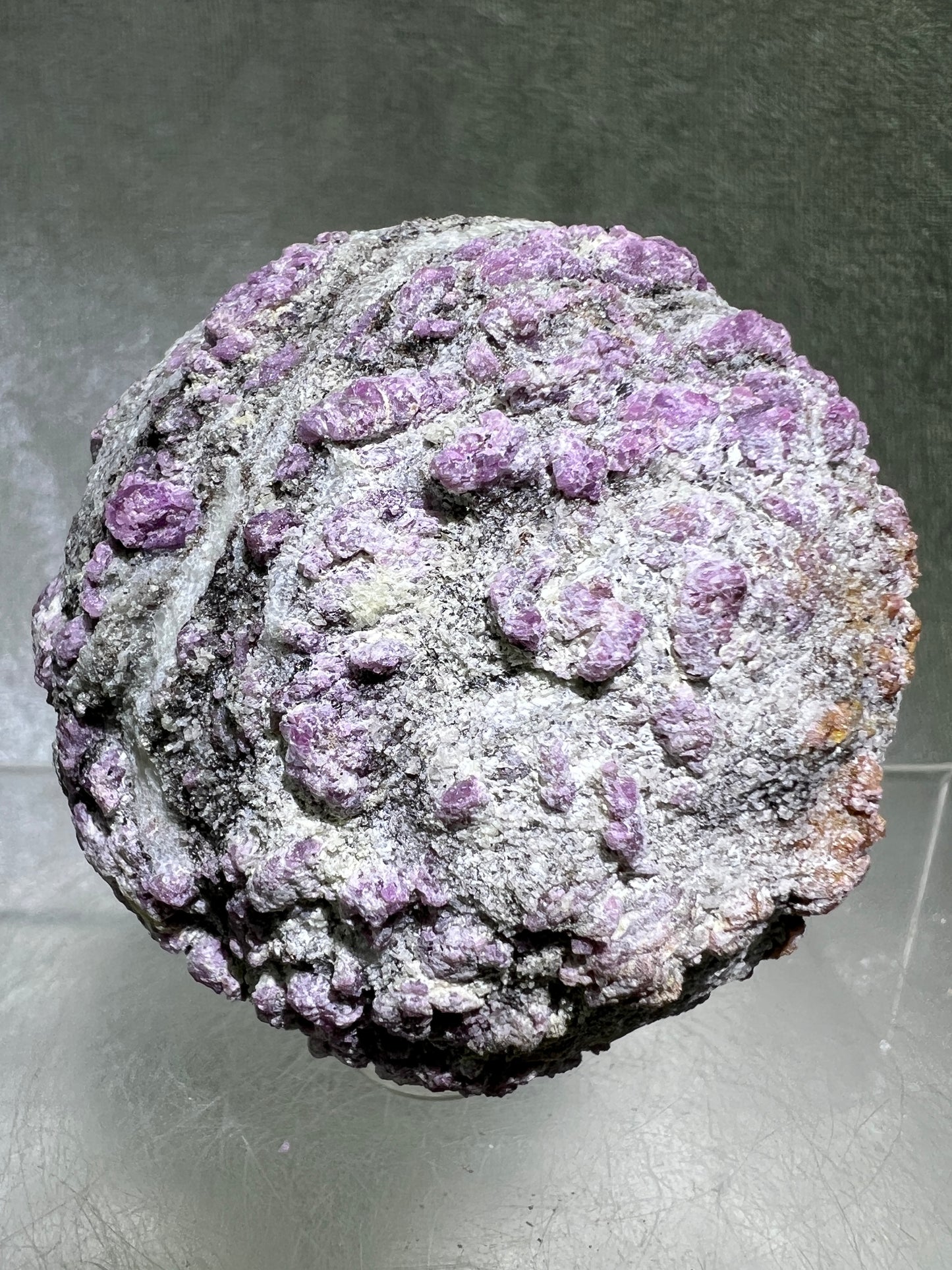 Plum Blossom Tourmaline Raw Sphere. 64mm. Very Unique and Eye Catching. One Of A Kind Display Sphere.