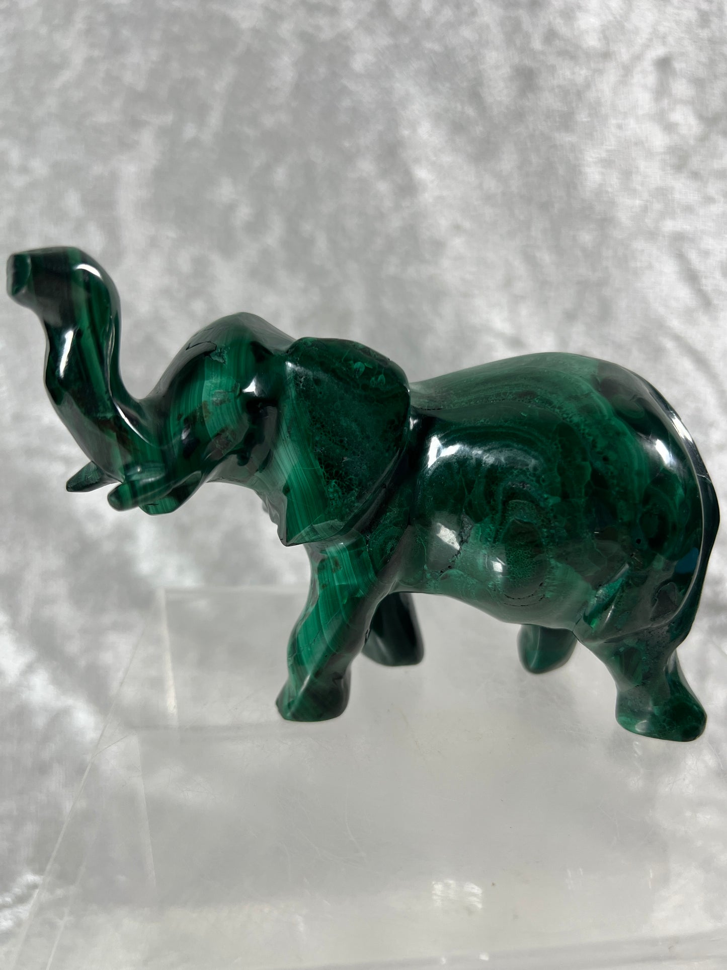 Malachite Elephant Carving From Africa. Amazing Piece Of Art For Your Collection