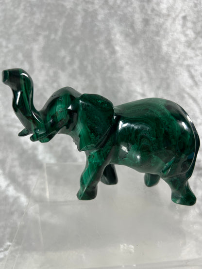 Malachite Elephant Carving From Africa. Amazing Piece Of Art For Your Collection