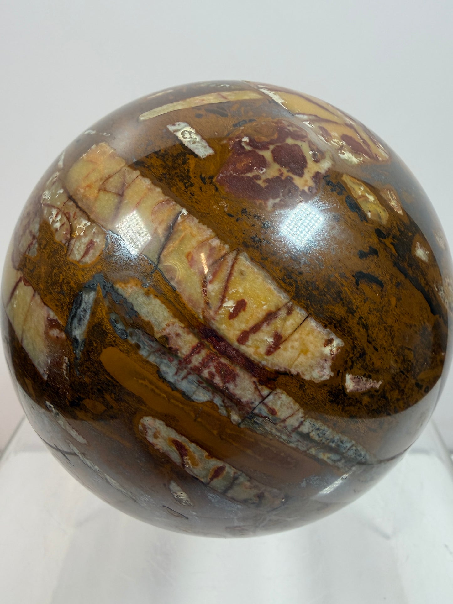 Nguni Jasper And Tiger Iron Sphere. 85mm. Stunning Combination Of Minerals From South Africa