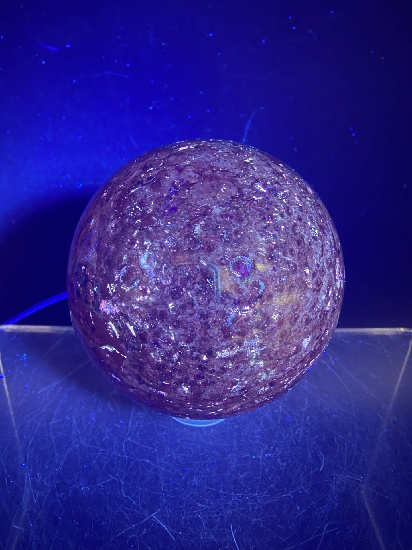Fire Calcite Crystal Sphere. 53mm. Amazing New Material. Beautiful Display Sphere With A Nice UV Reaction.