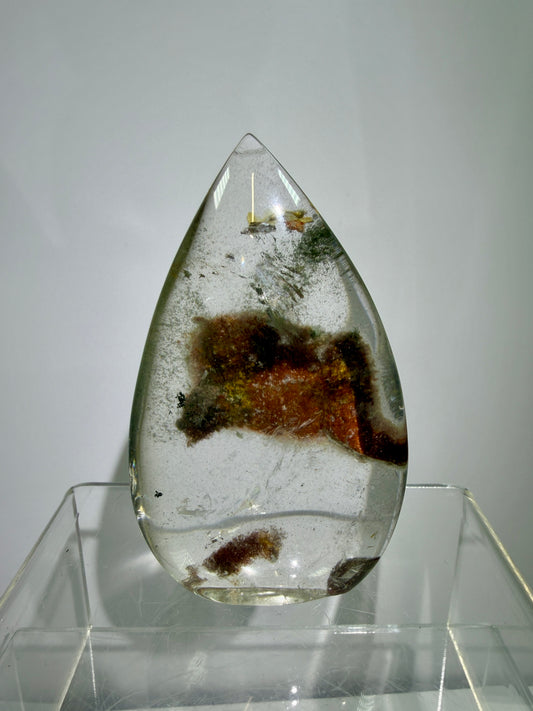 Garden Quartz Crystal Flame. Gorgeous Orange And Green Landscape. Rare Lodolite Quartz Flame