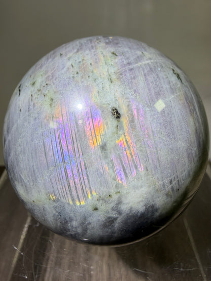 Labradorite Crystal Sphere. 61mm. Stunning Pink Rainbow Flash. Gorgeous Display Sphere.