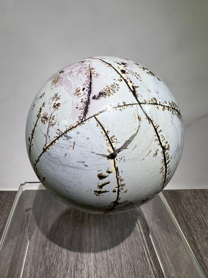 Picture Jasper Crystal Sphere. 85mm. Gorgeous Chinese Painted Stone. All Natural Stunning Display Sphere.
