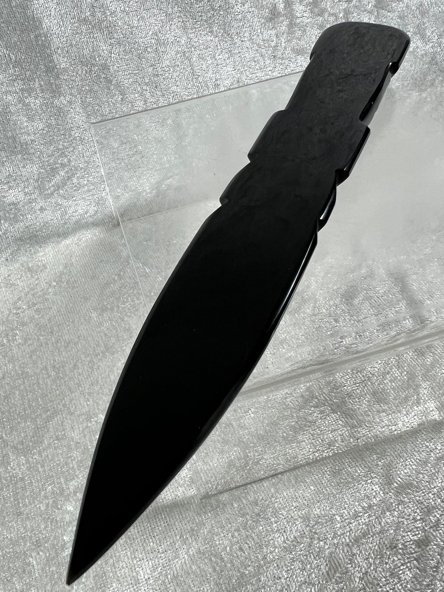 Black Obsidian Dagger Carving. 9 Inches Long. Amazing Crystal Display Carving.