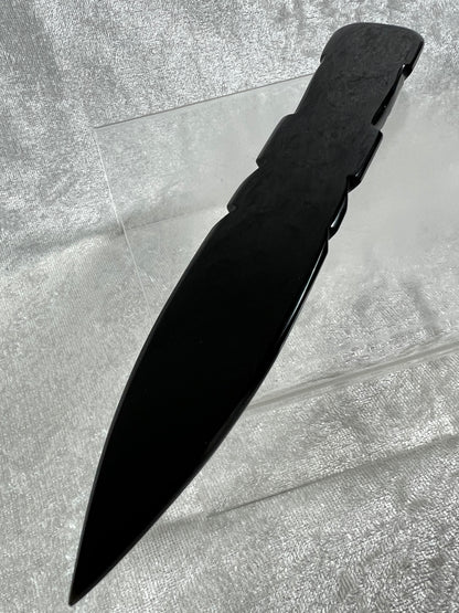 Black Obsidian Dagger Carving. 9 Inches Long. Amazing Crystal Display Carving.