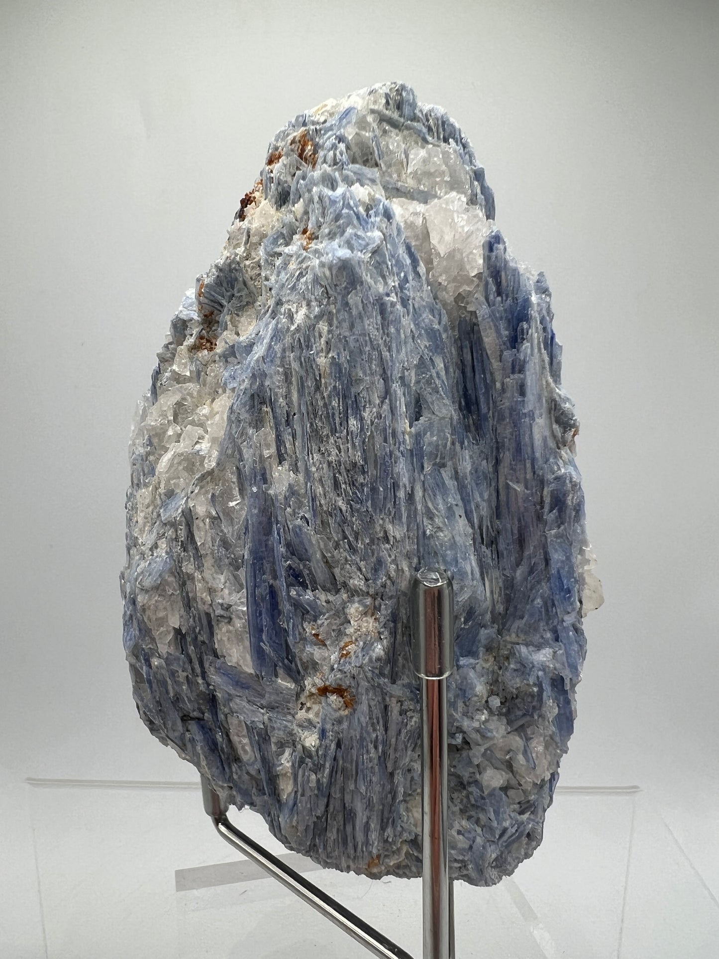 Kyanite And Quartz Mineral Specimen. Beautiful Raw Blue Kyanite Cluster.