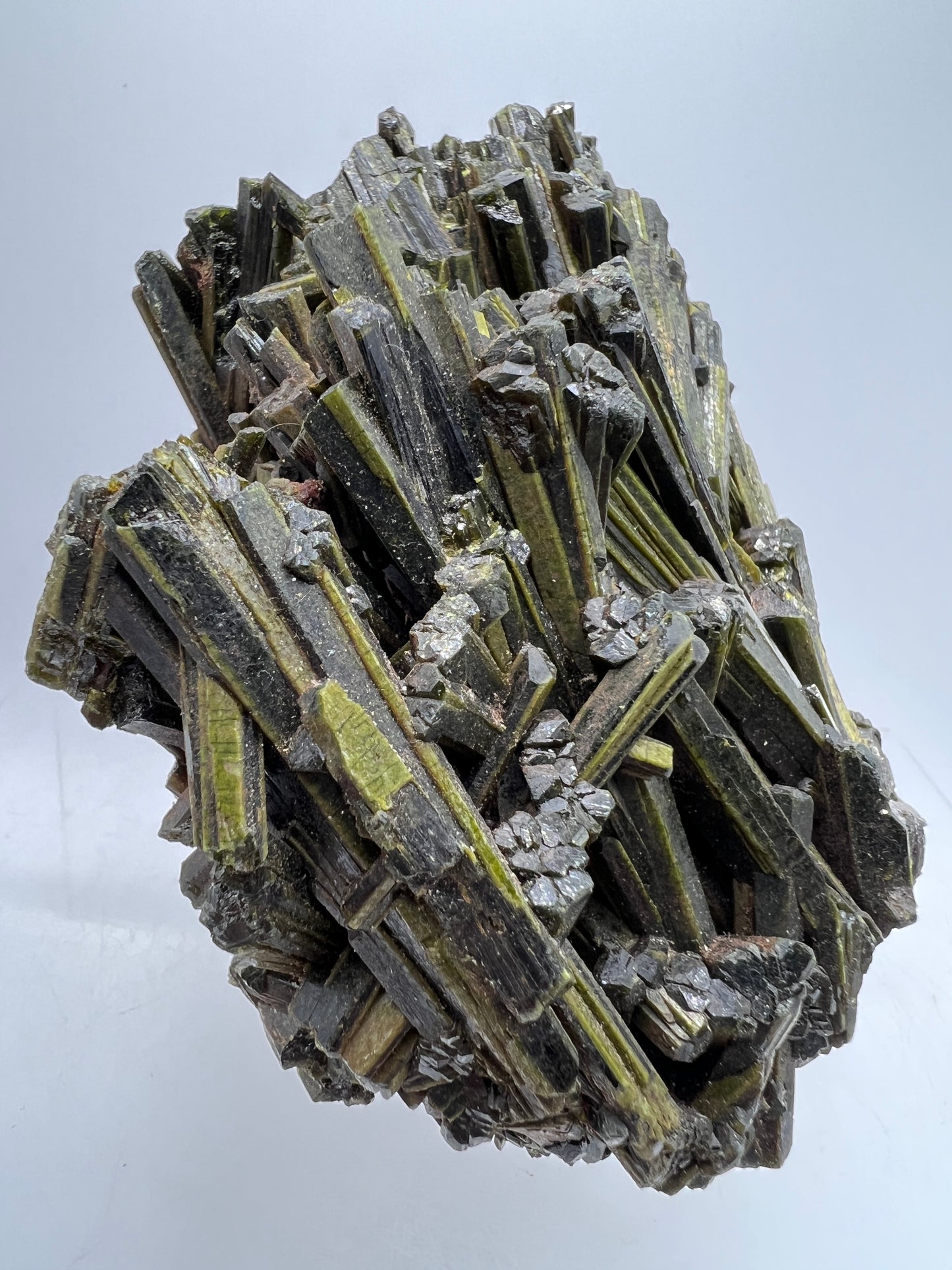 Green Tourmaline Cluster. Gorgeous Rare Tourmaline Specimen. Amazing Mineral Display Crystal.