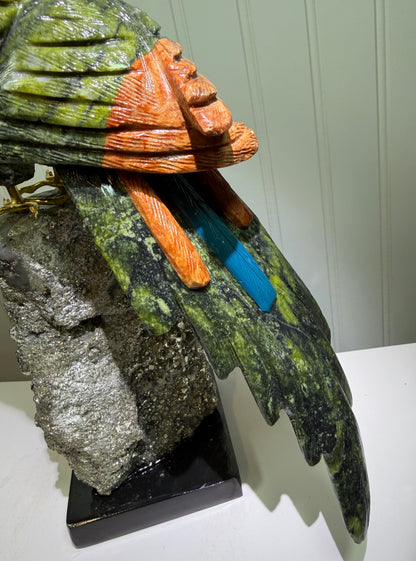 Hand Carved Crystal Parrot From Peru. Extra Large High Quality Display Crystal. Hand Crafted By Local Artisans